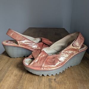 Fly London Yakin Metallic Wedge Sandals